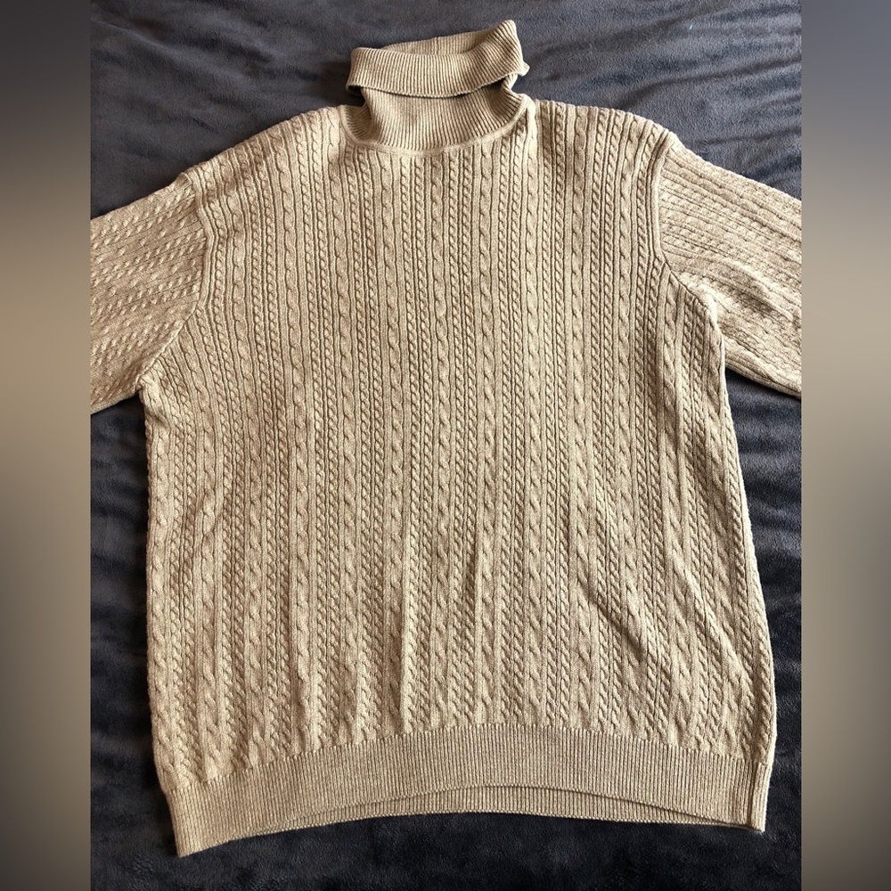 Jeanne Pierre 100% Cotton Small Cable, Knit Turtleneck Sweater - Women’s LARGE